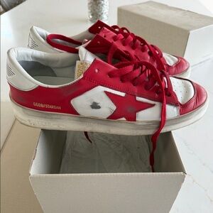 Golden goose Men's Stardan in white red leather